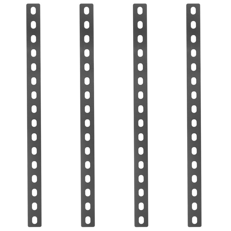 GBGS 4 Pack 16" Black Mending Plate,Slotted Flat Bar Brackets,1/8"