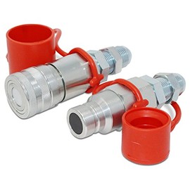 Flat Face Hydraulic Quick Coupler, 3/4" Body x #12 JIC Skid Steer Bulkhead Mount