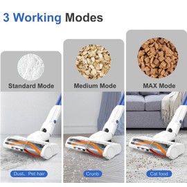 whall whall Cordless Vacuum Cleaner, Upgraded Strong Suction Brushless Motor Cordless Stick Vacuum Cleaner,Lightweight Handheld Vacuum for Home Pet Hair Carpet Hard Floor,up to 55mins Runtime,White