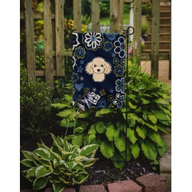 Caroline's Treasures BB5109GF Blue Flowers Buff Poodle Garden Flag Mailbox Flag Decorative Yard Flag Banner Outside Patio Artwork Yard Flower Beds, Garden Size, Multicolor