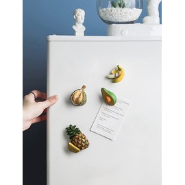 5 PCS Fruit Refrigerator Magnets, Durian Pitaya Banana Avocado Pineapple Magnets for Home and Office Refrigerators, Whiteboards, Maps