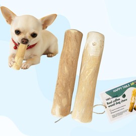 Plumbus McGee Set of 2 Coffee Wood Dog Chew Stick Toy, Natural and Real Wooden Bone Sticks, Safe Dental Cleaning Chews, Pet Health, Teeth Cleaning and Relieve Stress (Set 2 for Small Dog)