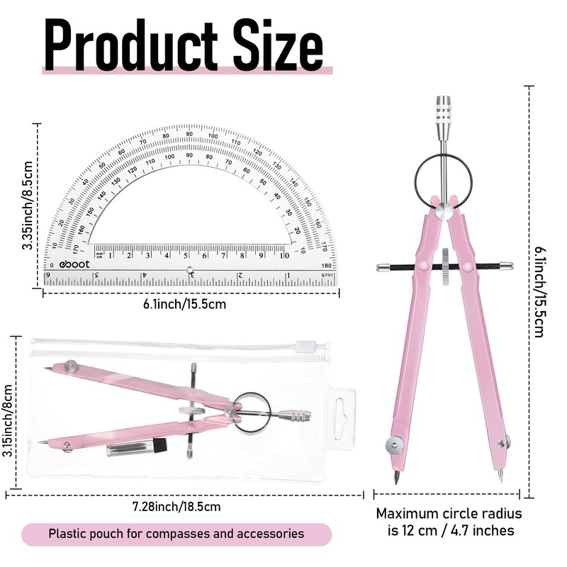 EBOOT Student Geometry Math Set, Drawing Compass and 6 Inch