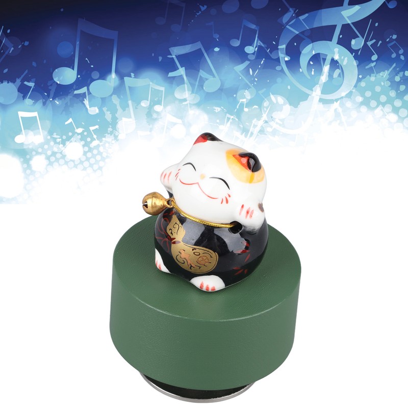 Music Box Round Shape Fortune Cat Style Pleasing Melody Exquisite