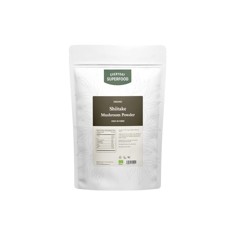 Everyday Superfood Organic Shiitake Mushroom Powder 50g, Ideal for Coffee