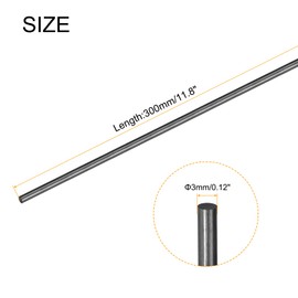 MECCANIXITY Carbon Fiber Rod Pole, 3mm x 300mm for RC Plane DIY Tool Wing Tube Quadcopter Arm, Pack of 3
