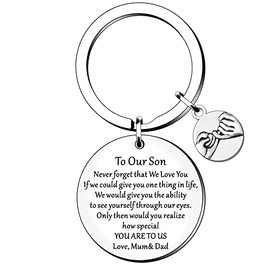 HULALA To Our Son Keyring Key Rings Gifts From Mum And Dad For Men Boys Birthday Christmas Graduation Never Forget We Love You