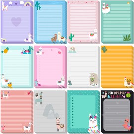 Chiisong 12 Pieces Llama Sticky Notes Cute Animal Alpaca Self-Stick NotePads Gift for Mexican Camel Theme Party, 3x4 Inch No Drama Llama to Do List Cactus Notepads Llama Gifts for Home and Office