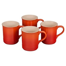 Le Creuset Stoneware Set of 4 Mugs, 14 oz. each, Flame