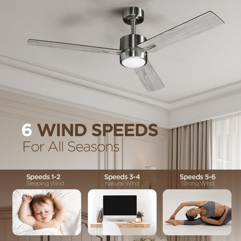 VAGIZM Ceiling Fan 52'' with Light: Modern Remote Control Fans