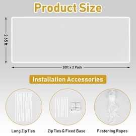 Gudui 20ft Indoor Outdoor Baby Safety Stair Railing Net Baby Proofing Stair Balcony Banister Rail Guard Child Safety Stair Protection Safe Rail, White(10ft x 2Pack)