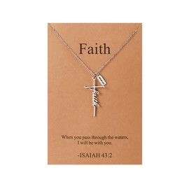 Lcherry Faith Cross Necklace for Women Bible Verse ISAIAH 43:2 Cross Necklace Religious Jewelry Christian Baptisms Gifts for Women