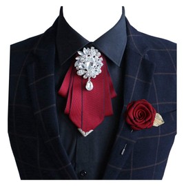 MOHSILY Vintage Crystal Bow Tie Adjustable Burgundy Bow Tie for Men Wedding Party Bowtie