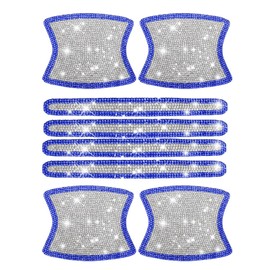 kingsea 8pcs Bling Car Door Handle Protector Stickers,Crystal Rhinestone Glitter Car Door Handles Cup Scratch Protectors Decals Universal (White & Blue)