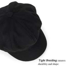 Octagonal-Newsboy-Caps for Kids Vintage-Duckbill-Brim-Beret-Hat Flat Driver Cap for Boys Girls Black
