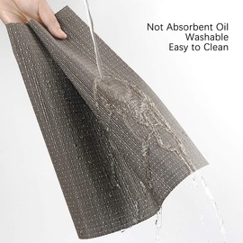 Myir JUN Table Mats Set of 8, Place Mats Table Placemats Washable Non-slip Heat Insulation Woven Vinyl for Kitchen Dinning Restaurant 18"X12" (Dark Gray)