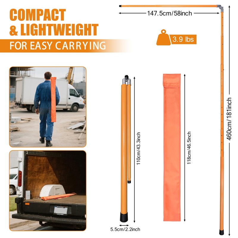 comincia Measuring Stick,15FT Height Stick for Trucks with Telescoping Pole,Sturdy