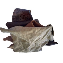 Leather Scraps - Soft and Flexible. New Larger Sizes. Mixed Colors. 2-7 Pieces per Pack. 2 lbs.
