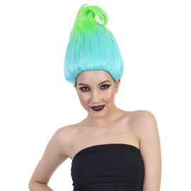 Adult Unisex Bluish Green Straight Cosplay Troll Wig, Synthetic Soft Fiber Hair, Perfect for your next Festival and Group Anime Party.