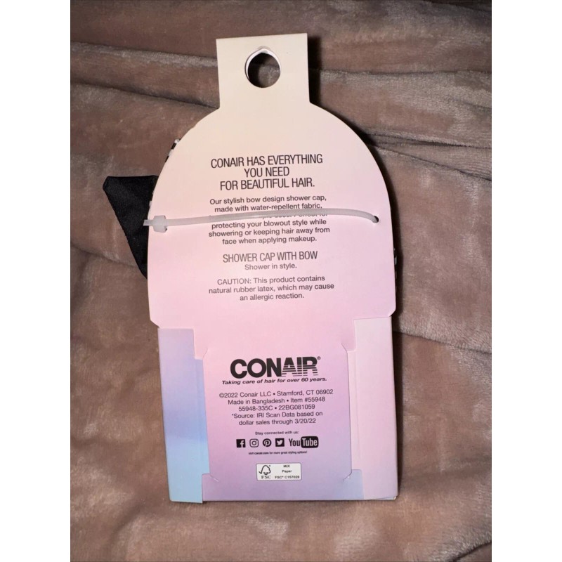 Conair Comfy & Dry Full Size Shower Cap With Bow