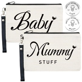 VEGCOO 2-Piece Set Mom Bag, Baby Things Bag, Expectant Mum Gift with Zip, Baby Shower Gift, Baby Shower Gift with Silver Decision Coin