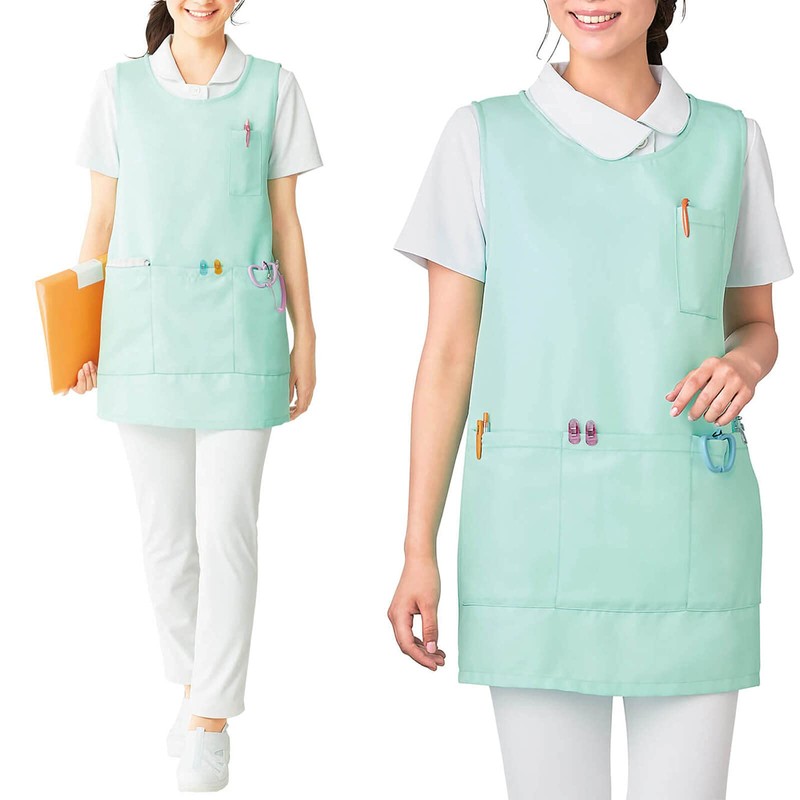 Anfamie Non-Iron Apron, Round, Nursing Nursing, Plain, Large Capacity Pockets,