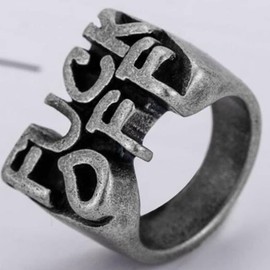 Jude Jewelers Retro Vintage Stainless Steel Fuckoff Word Cocktail Party Biker Holiday Ring (Grey, 14)
