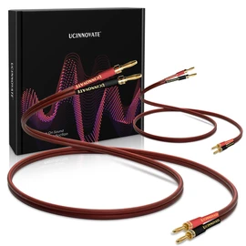 UCINNOVATE 2 Pack High-end Pure Copper HiFi OFC Speaker Wire Cable with Banana Plug, 2m Gold-Plated Banana Tip Plugs Male to Male 600 Strand 14 AWG for Audio Speaker HiFi System Home Theater 6.56FT