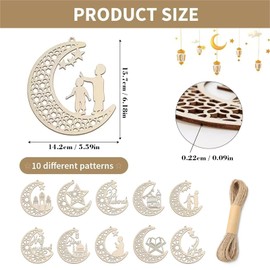 SHAPEPOTY Ramadan Decorative Wooden Pendant Decorations for Ramadan, Pack of 10 Decorations for Eid Mubarak DIY Decorations, Wooden Pendants, Ramadan Mubarak Eid DIY Decorations