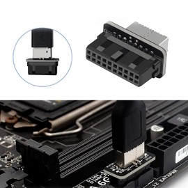 Binghe USB Front Plate Adapter Vertical USB 3.1 Faceplate Socket USB3.019P/20P to TYPE-E 90 Degree Adapter Housing Front Type C Connector for 73S Motherboard/Expansion Card