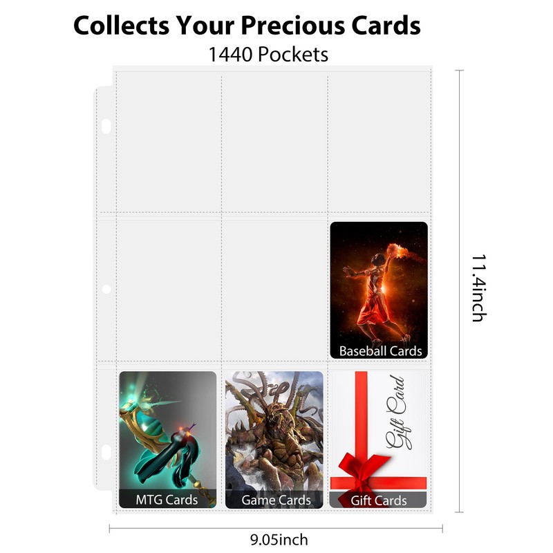WOT I 9-Pocket Trading Card Sleeves, 1440 Pockets Double-Side Card