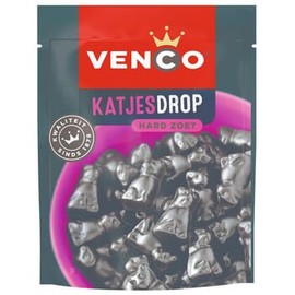 Venco Katjesdrop I Hard and Sweet Cat shaped Licorice from the Netherlands I Dutch Sweet intense Liquorice Taste from Holland 235g 8.28 ounce