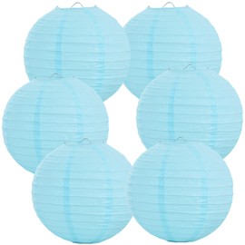 BEISHIDA 8-Inch Light Blue Round Paper Lanterns Decorative Hanging Asia Chinese Japanese Paper Lanterns Lamp for Birthday Wedding Baby Shower Home Decor Party Decoration（6 Packs）