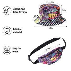 2 Piece Set Hip-Hop Clothing 80s/90s Outfits Accessories(2nd Generation) for Unisex DJ Rap Style Costume for man&women(90s cool)