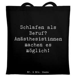 Mr. & Mrs. Panda Tote Bag Saying Anaesthesiologist Joy - Gift, Occupation, Vital Functions, Shopper, Fabric Bag, Bath Bag, Everyday Work Bag, Pain Management, Work Passion, Beach Bag, black, Hand