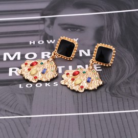 Leaf Statement Earrings for Women, Autumn Leaf Earrings for Girls, Baroque Leaf Dangle Earrings, Hypoallergenic, Bohemian Leaf Earrings Studs, Autumn Maple Leaf Drop Earrings, No, No