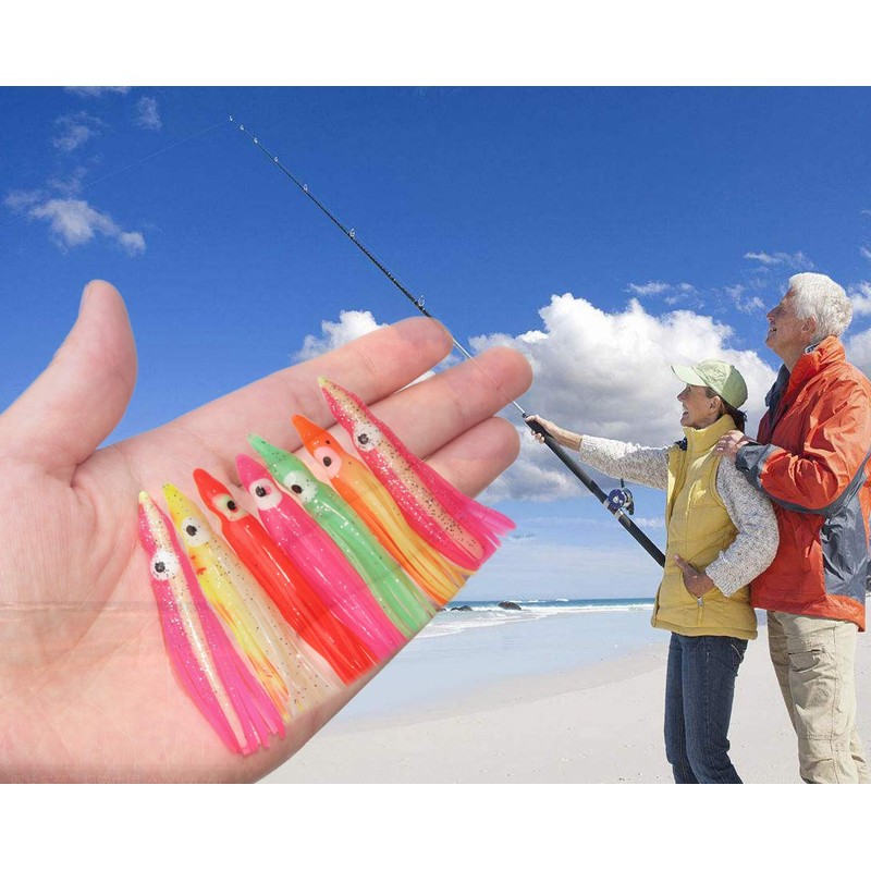 50PCS/100PCS Soft Plastic Octopus Fishing Lures Squid Skirts Jig Lure