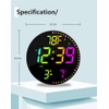 Large 12" Modern RGB Colorful LED Wall Clock, Large Digital