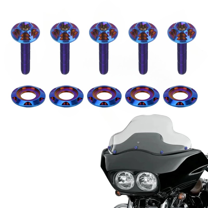 TDZ Blue Titanium Windshield Bolts, Windscreen Screws, Fairing Bolts for