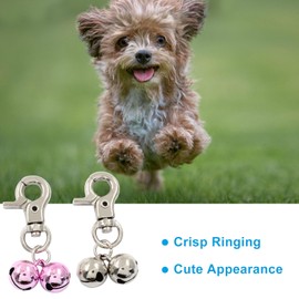 Waziaqoc 2 PCS Bells for Cat Collars, Dog Pendant Bells, Pet Jingle Bells Training Charm Pendant Jewelry Accessories for Dog Cat Collar Necklace (Silver, Pink)