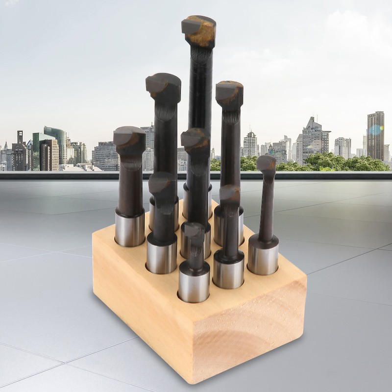 9pcs 3/8" Round Shank Boring Bar Set High speed Steel