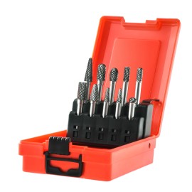 1/4" Shank Tungsten Carbide Burr Set Die Grinder Bits 10Pcs Double Cut Rotary Burr Metal Deburringtype: 1/4\" Shank 10PCS