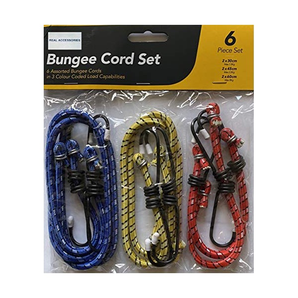 6pcs Universal Bungee Cords, Elastic Bungee Straps with Metal Hooks