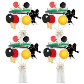 Table Tennis Theme Centerpiece Sticks,Tennis Lovers Party Table Toppers,Sports Party Decorations,ping-pong Theme Birthday Cupcake Toppers.Set of 16