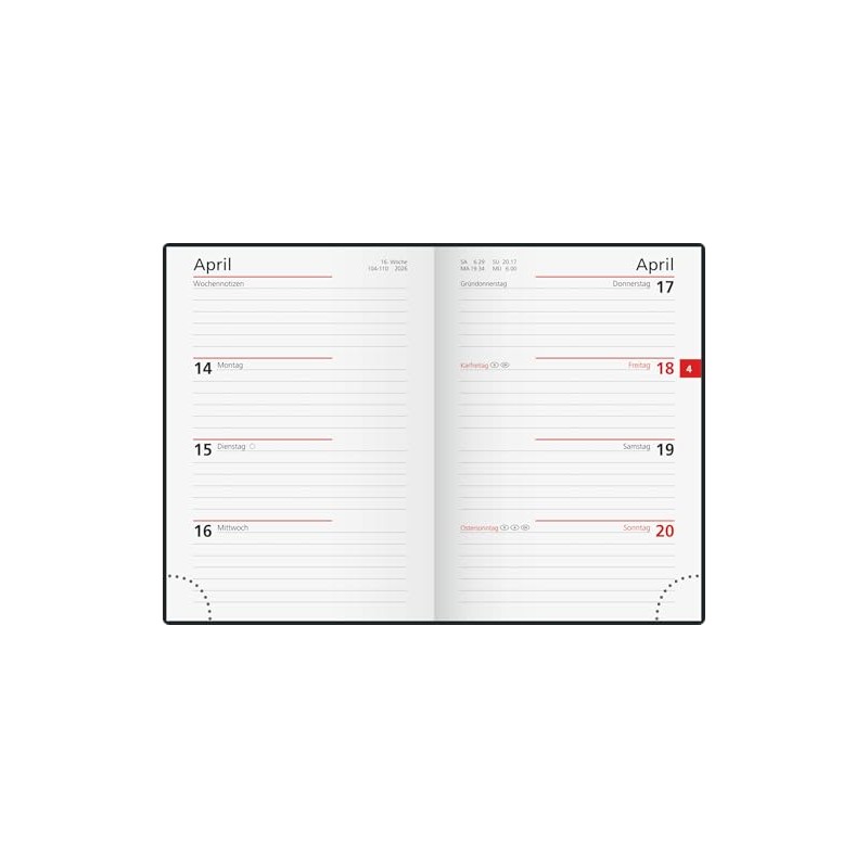 rido/idé Pocket Calendar Mod. perfect/Technik I 2026 | A6, Plastic,