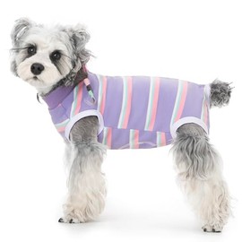 Dog Surgery Recovery Suits, Sleeveless Dog Recovery Suit Female, E-Collar & Cone Alternative Surgical Suit for Small and Medium Dogs After Surgery, Striped Dog Onesie Pajamas
