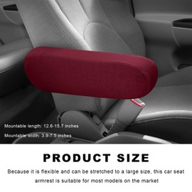 BWBWND 2PCS Car Front Seat Armrest Covers, Elastic Fabric Front Seat Arm Cover Skin Protector, Breathable Anti-Scratch Arm Rest Cover Replacement for Most Cars SUVs Trucks (Wine Red)