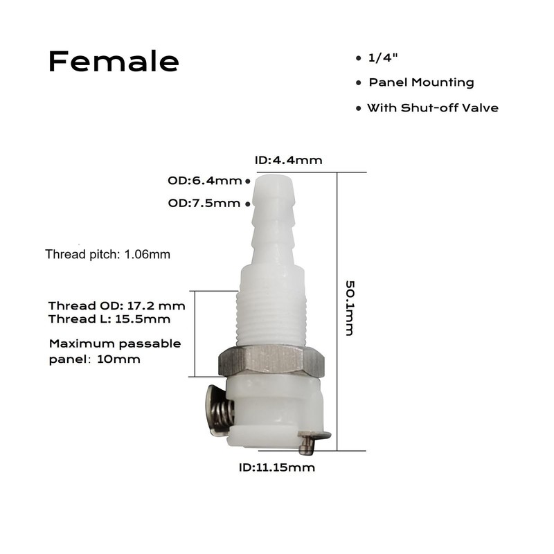 BBTUS 2PCS 1/4" 3/8" 5/16" Plastic Tube in-line Hose Quick