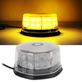Auovo Rotating Warning Light, 32 LED Lamp, Light, 12 V - 24 V, 32 W, Flash, Strobe Light, Road Maintenance, Road Signal, Highway Patrol Car, Cleaning Car, Snow Plow Car, Visibility, Easy to Install and Remove