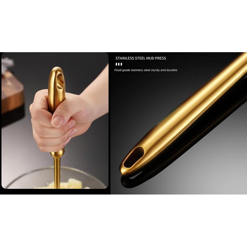Golden Potato Masher Stainless Steel Heavy Duty Ergonomic Handle for